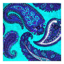 Electric Aqua Paisley Wedding Invitation