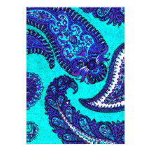 Electric Aqua Paisley Wedding Invitation