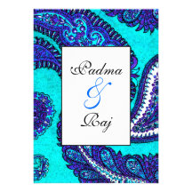 Electric Aqua Paisley Wedding Invitation
