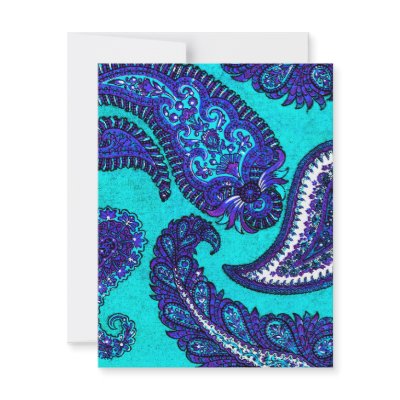 Electric Aqua Paisley Wedding Invitation RSVP