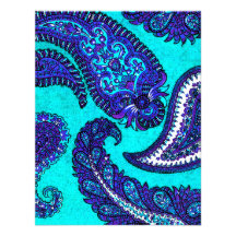 Electric Aqua Paisley Wedding Invitation RSVP