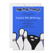 ELECTRIC BLUE Cosmic Bowling Birthday Invitation
