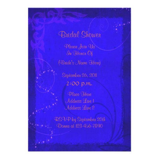 Electric Blue Floral Bridal Shower Invite
