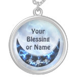 Electric Blue Upright Crescent Necklace