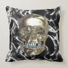 Electric Chrome Skull Reversible Pillow
