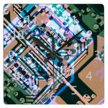 Electric circuit board abstract clock