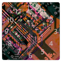 Electric circuit board abstract clock
