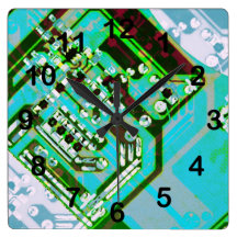 Electric circuit board abstract clock