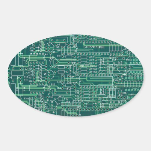 Electric circuit layout oval sticker