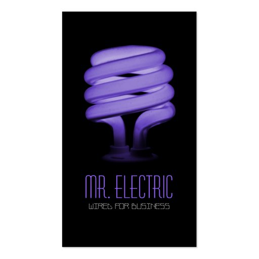Electric, Electrician, Electricity Light Bulb Business Card Templates (front side)