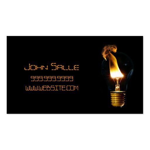 Electric Electrician Electricity Light Bulb Business Card Template (back side)