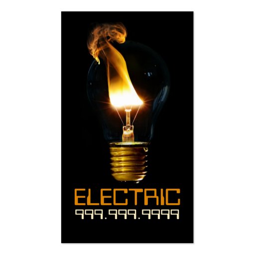 Electric Electrician Electricity Light Bulb Business Card Template (front side)