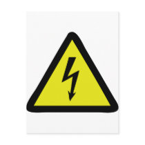 electric flash warning sign postcards