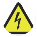 electric flash warning sign stickers