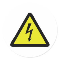 electric flash warning sign round stickers