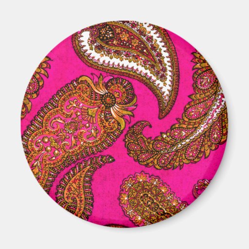 Electric Fuscia Indian Paisley Pink Fridge Magnet