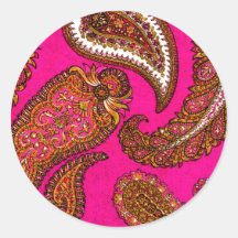 Electric Fuscia Paisley Envelope Seal Sticker