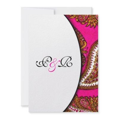Electric Fuscia Paisley Wedding Invitation