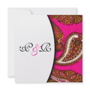 Electric Fuscia Paisley Wedding Invitation