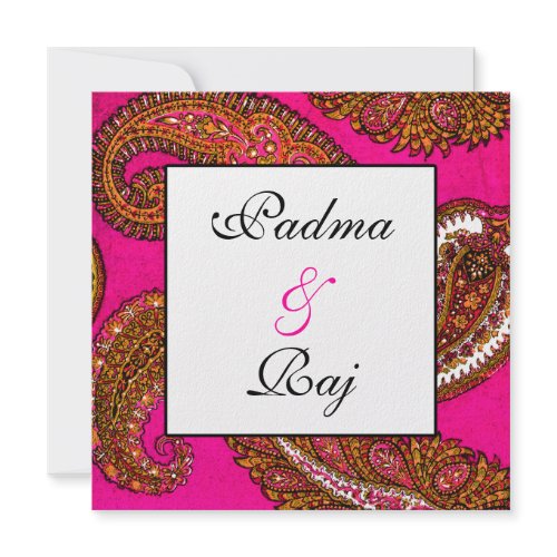Electric Fuscia Paisley Wedding Invitation invitation