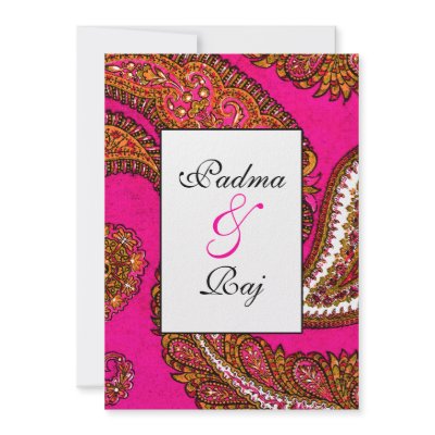 Electric Fuscia Paisley Wedding Invitation