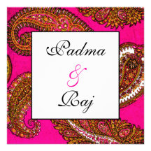 Electric Fuscia Paisley Wedding Invitation