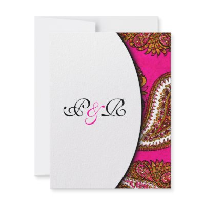 Electric Fuscia Paisley Wedding Invitation RSVP