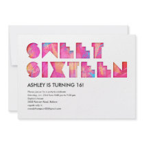 Electric Glow Sweet 16 Invitations
