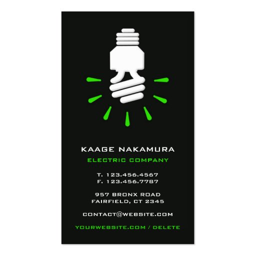 Electric "Go Green" Business Card (front side)