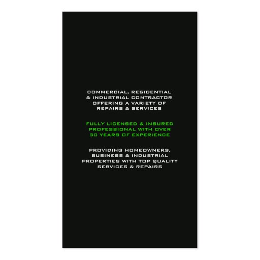 Electric "Go Green" Business Card (back side)