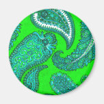Electric Green and Aqua Blue Indian Paisley Magnet