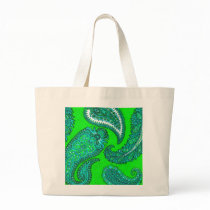 Electric Green and Aqua Indian Paisley Bag