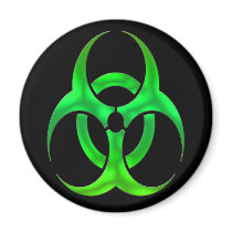 Electric Green Bio Hazard Refrigerator Magnets