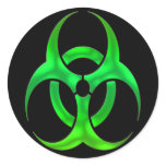 Electric Green Bio Hazard Round Stickers