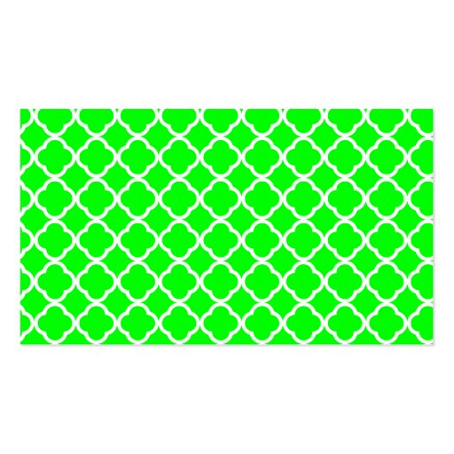 Electric Green Quatrefoil; Retro Chalkboard Business Card Template (back side)