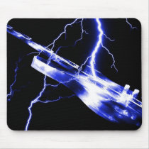 electric, guitar, blue, guitars, lightning, rock, music, instrument, instruments, band, country, light, Mouse pad with custom graphic design