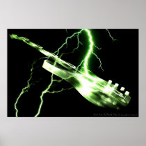 guitar, guitars, electric, lightning, rock, music, instrument, instruments, band, country, light, Poster with custom graphic design