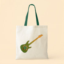 Electric Guitar in Green and Orange Shopping Bag
