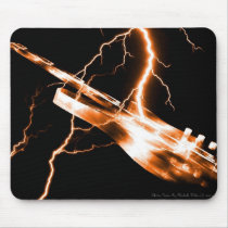 electric, guitar, orange, guitars, lightning, rock, music, instrument, instruments, band, country, light, Mouse pad with custom graphic design
