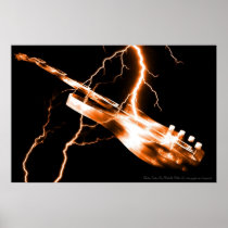 guitar, guitars, electric, lightning, rock, music, instrument, instruments, band, country, light, Poster with custom graphic design