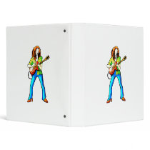 Electric Guitar Player Graphic Image Blue Pants Vinyl Binders