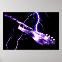 guitar, guitars, electric, lightning, rock, music, instrument, instruments, band, country, light, Poster with custom graphic design