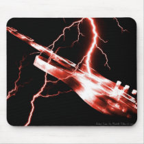 electric, guitar, red, guitars, lightning, rock, music, instrument, instruments, band, country, light, Mouse pad com design gráfico personalizado