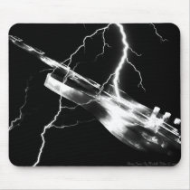 electric, guitar, white, guitars, lightning, rock, music, instrument, instruments, band, country, light, Mouse pad com design gráfico personalizado