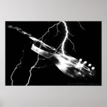 guitar, guitars, electric, lightning, rock, music, instrument, instruments, band, country, light, Poster with custom graphic design