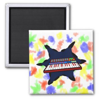 Electric Keyboard Blue Splash Musician Design magnet