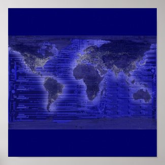electric light world map print