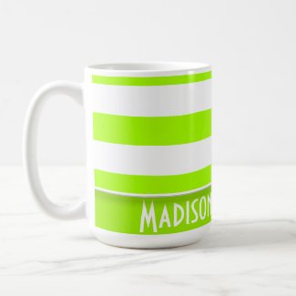 Electric Lime Green Stripes; Personalized