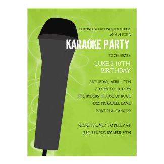 Electric Lime Rock Out Karaoke Birthday Party Announcement