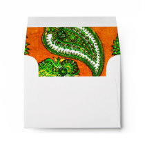Electric Orange & Green Paisley Envelopes